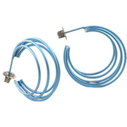 Ti2 Titanium Large Wire Hoop Earrings - Light Blue