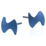 Ti2 Titanium Lightning Bolt Stud Earrings - Navy Blue