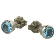 Ti2 Titanium Medium Gem Stone Stud Earrings - Blue