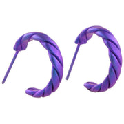 Ti2 Titanium Medium Twisted Hoop Earrings - Imperial Purple