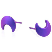 Ti2 Titanium Moon Stud Earrings - Imperial Purple
