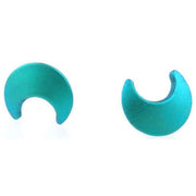 Ti2 Titanium Moon Stud Earrings - Kingfisher Blue