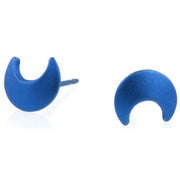 Ti2 Titanium Moon Stud Earrings - Navy Blue