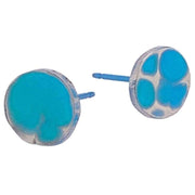 Ti2 Titanium Planished 7mm Stud Earrings - Kingfisher Blue