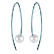 Ti2 Titanium Small Stem Pearl Earrings - Sky Blue