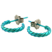 Ti2 Titanium Small Twisted Hoop Earrings - Kingfisher Blue