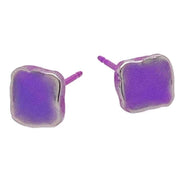 Ti2 Titanium Squashed 6mm Square Stud Earrings - Imperial Purple