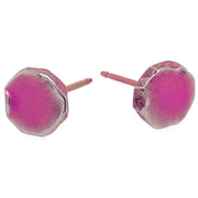Ti2 Titanium Squashed 7mm Round Stud Earrings - Candy Pink