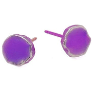 Ti2 Titanium Squashed 7mm Round Stud Earrings - Imperial Purple