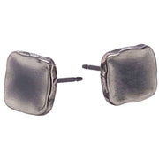 Ti2 Titanium Squashed 8mm Square Stud Earrings - Black