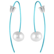 Ti2 Titanium Stem Pearl Earrings - Kingfisher Blue