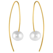Ti2 Titanium Stem Pearl Earrings - Tan Beige