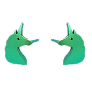 Ti2 Titanium Unicorn 9mm Stud Earrings - Green