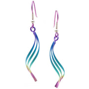 Ti2 Titanium Wirework Double Twist Drop Earrings - Rainbow