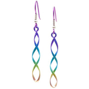 Ti2 Titanium Wirework Infinity Drop Earrings - Rainbow