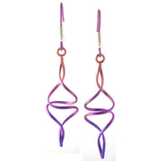 Ti2 Titanium Wirework Spiral Drop Earrings - Pink