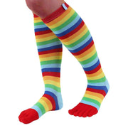 TOETOE Esstential Knee High Stiped Toe Socks - Rainbow
