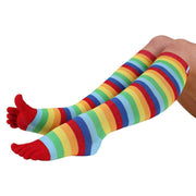 TOETOE Esstential Knee High Stiped Toe Socks - Rainbow