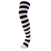 TOETOE Striped Over The Knee Toe Socks - Black/White