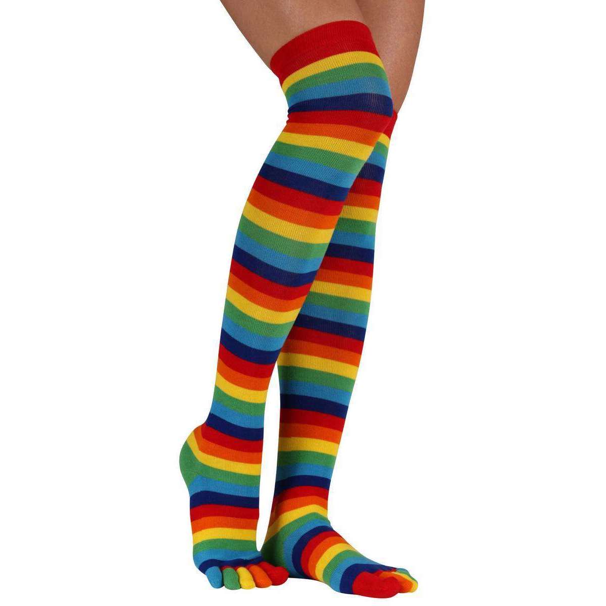 Toetoe Womens Multi Colour Striped Over The Knee Toe Socks Kj Beckett 
