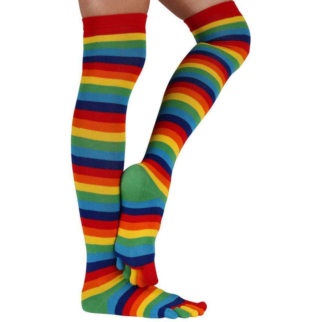 TOETOE Womens Multi-colour Striped Over The Knee Toe Socks – KJ Beckett