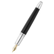 Waldmann Pens Precieux Pinstripe 18ct Gold Nib Fountain Pen - Black/Silver