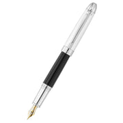 Waldmann Pens Precieux Pinstripe 18ct Gold Nib Fountain Pen - Black/Silver