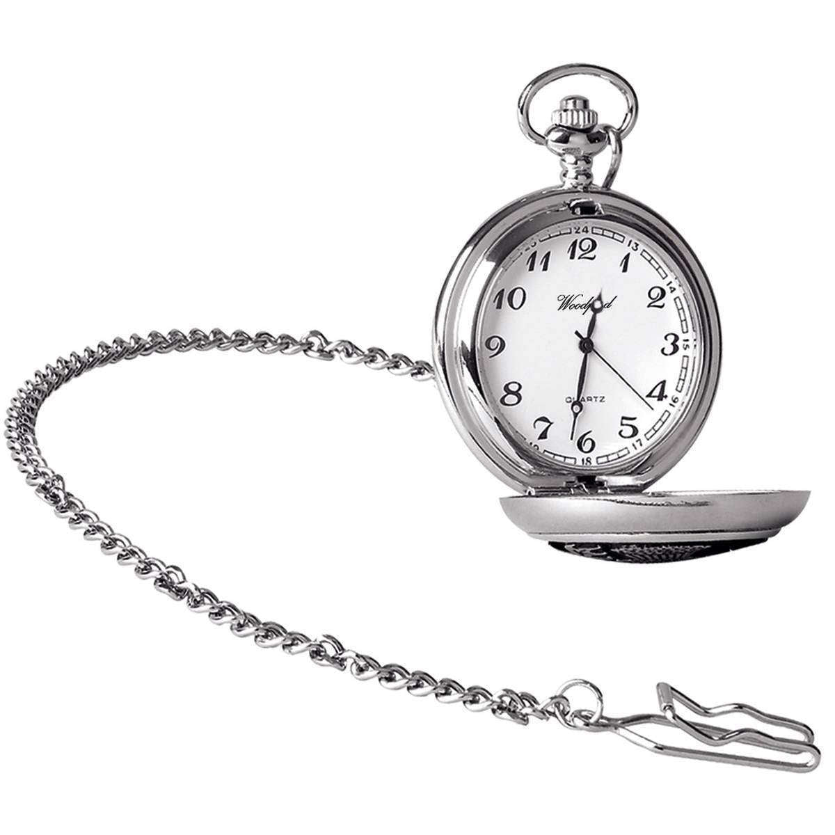 Celtic Knot Chrome Plated Full Hunter Quartz Pocket Watch Silver/Black