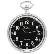 Woodford Chrome Plated Arabic Open Face Mechanical Pocket Watch - Silver/Black