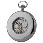 Woodford Chrome Plated Open Centre Skeleton Mechanical Pocket Watch - Silver