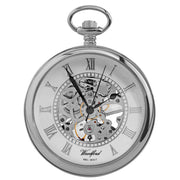 Woodford Chrome Plated Open Centre Skeleton Mechanical Pocket Watch - Silver