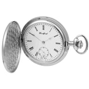 Woodford Chrome Plated Polished Full Hunter Mechanical Pocket Watch - Silver
