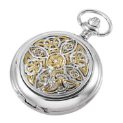 Woodford Glit Celtic Quartz Chain Pocket Watch - Silver/Gold