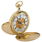 Woodford Gold Plated Double Hunter Skeleton Mechanical Pocket Watch - Gold