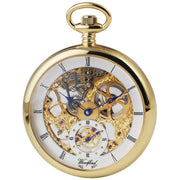 Woodford Gold Plated Open Face Skeleton Pocket Watch - Gold