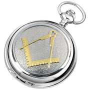 Woodford Masonic Chrome Plated Full Hunter Quartz Pocket Watch - Silver/Gold