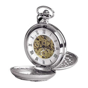 Woodford Rugby Skeleton Chain Pocket Watch - Silver