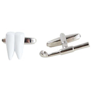 Zennor Dentist Tooth and Mirror Cufflinks - White/Silver