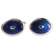Zennor Enamel Oval Cufflinks - Blue/Silver
