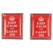 Zennor Keep Calm and Carry On Cufflinks - Red