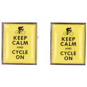 Zennor Keep Calm and Cycle On Cufflinks - Yellow