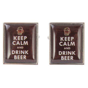 Zennor Keep Calm and Drink Beer Cufflinks - Caramel