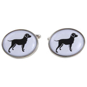 Zennor Labrador Illustration Cufflinks - White/Silver