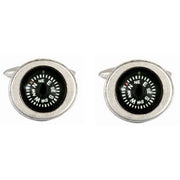 Zennor Moving Compass Cufflinks - Black/Silver